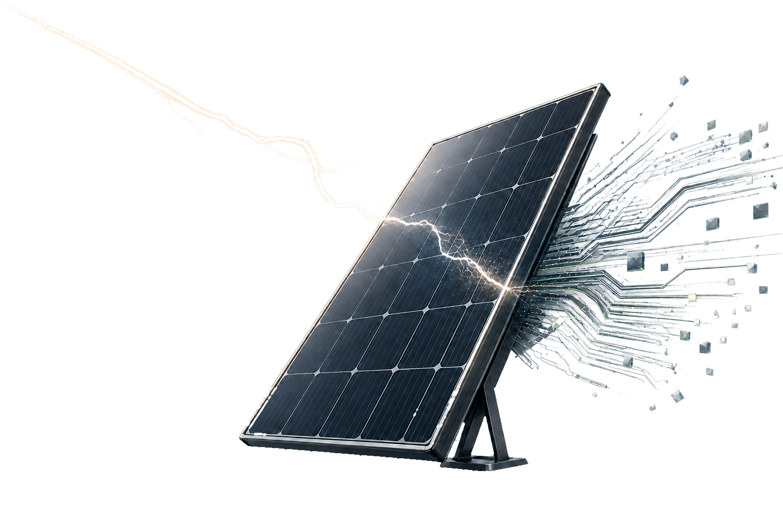 Módulo fotovoltaico que transforma energía eléctrica en flujos digitales